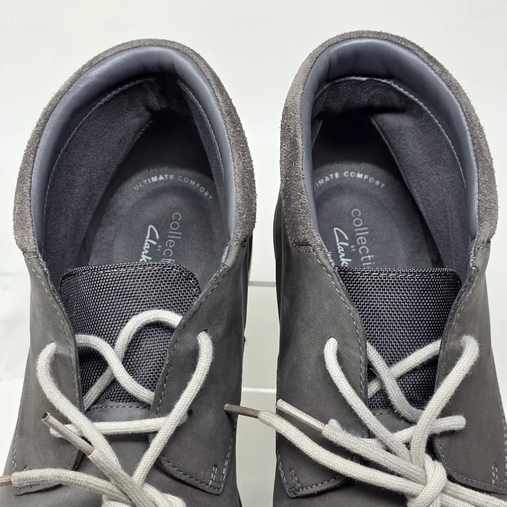 Clarks Collection Gray Leather Cap Toe Chukka Boots 14885‎ Men's US  Size 11 M